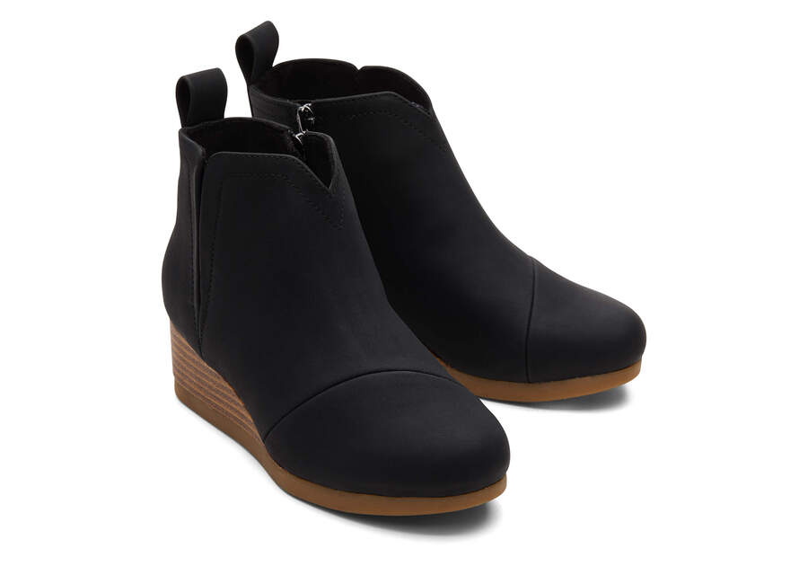 Youth Clare Black Wedge Kids Boot Front View Opens in a modal