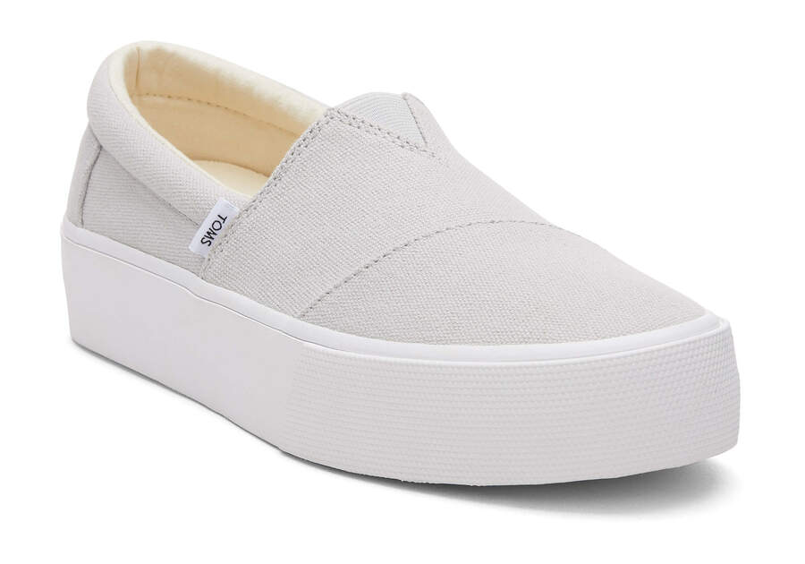 Fenix Platform Grey Canvas Slip On Sneaker  Opens in a modal
