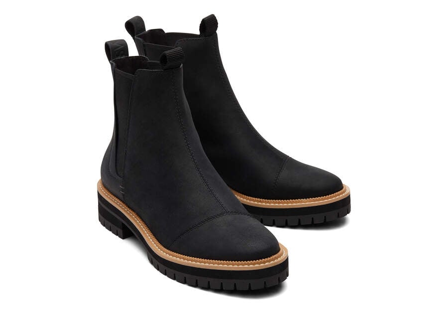Dakota Black Water Resistant Leather Boot Front View