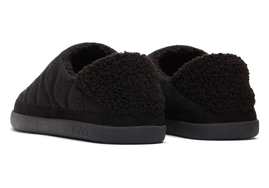Ezra Black Quilted Convertible Slipper Back View Opens in a modal