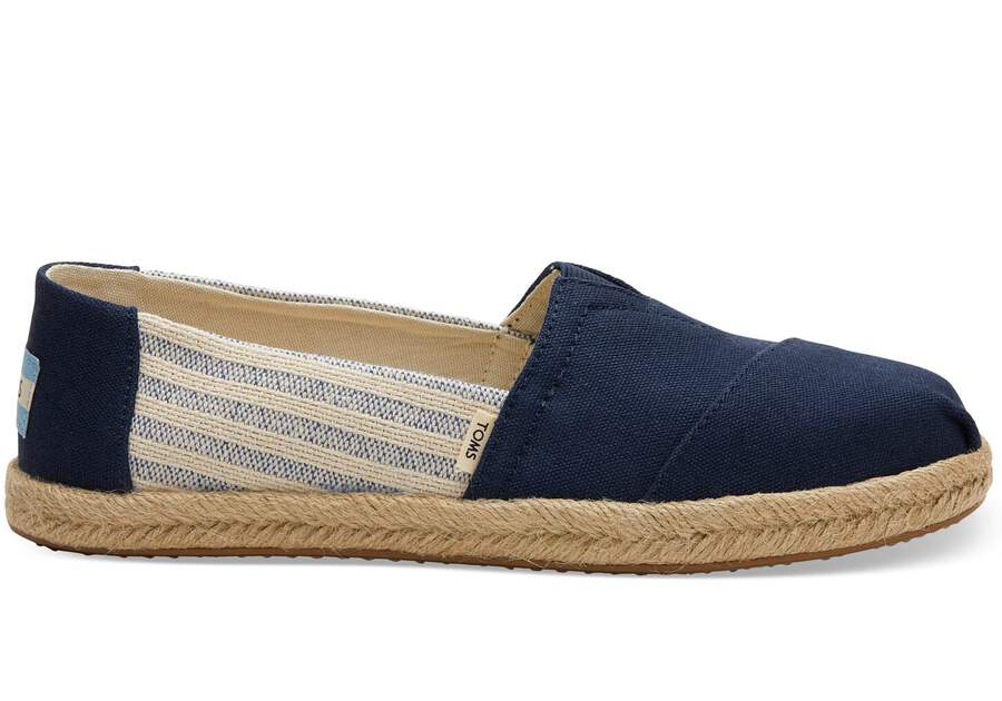 Navy Stripes Espadrille Alpargata Side View Opens in a modal