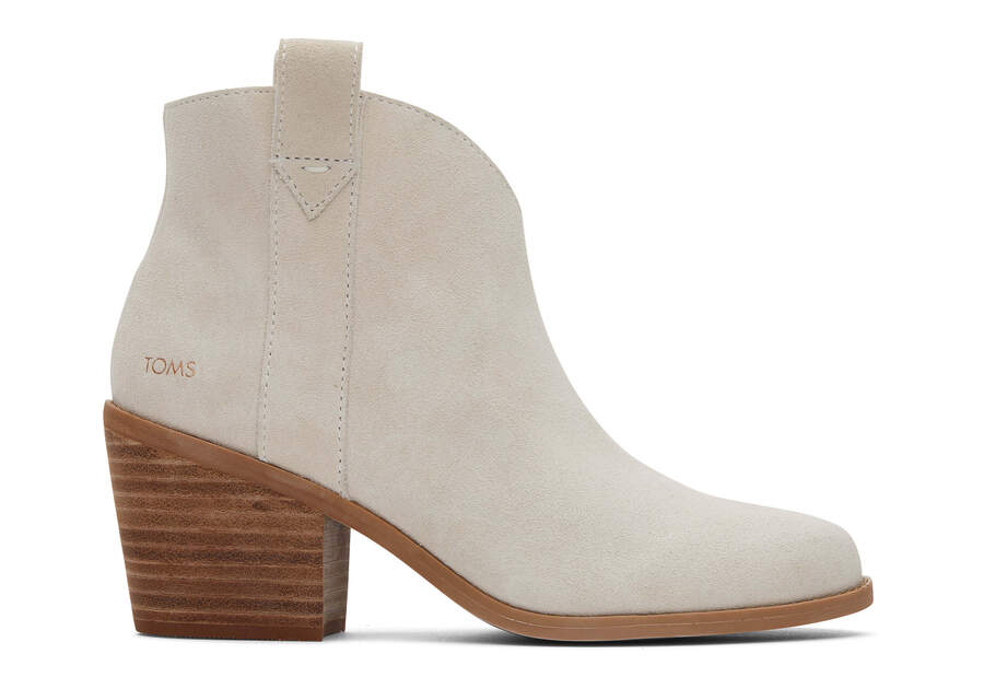 Constance Light Sand Suede Heeled Boot Side View