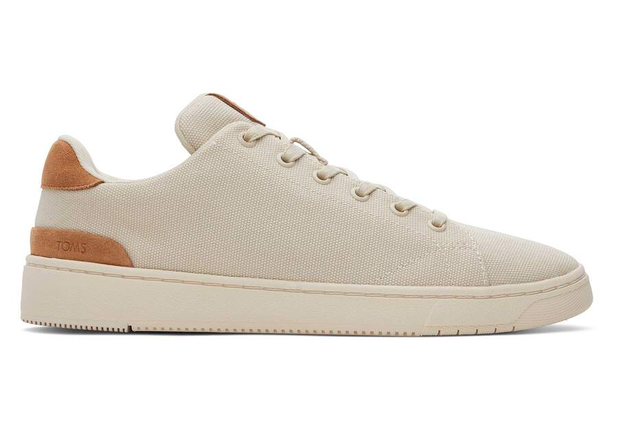 TRVL LITE Cream Suede Lace-Up Sneaker Side View Opens in a modal