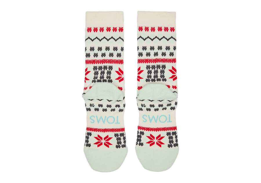 Light Cushioned Crew Socks Holiday Fair Isle Back View Opens in a modal
