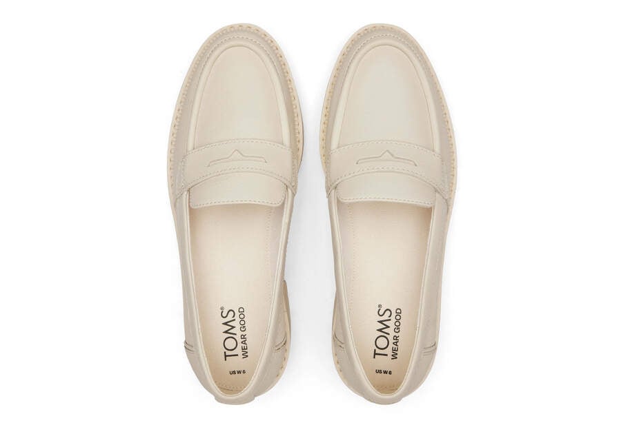 Cara Light Sand Leather Loafer Top View