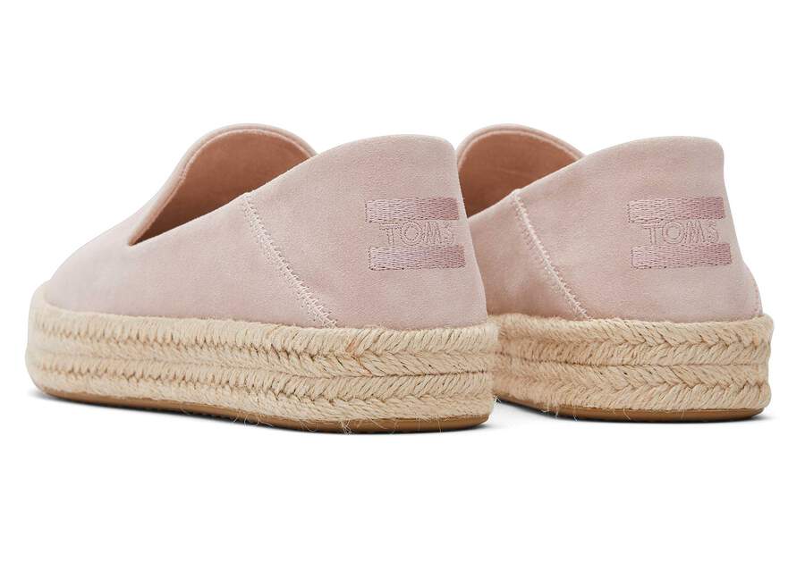 Carolina Pink Suede Espadrille Back View Opens in a modal