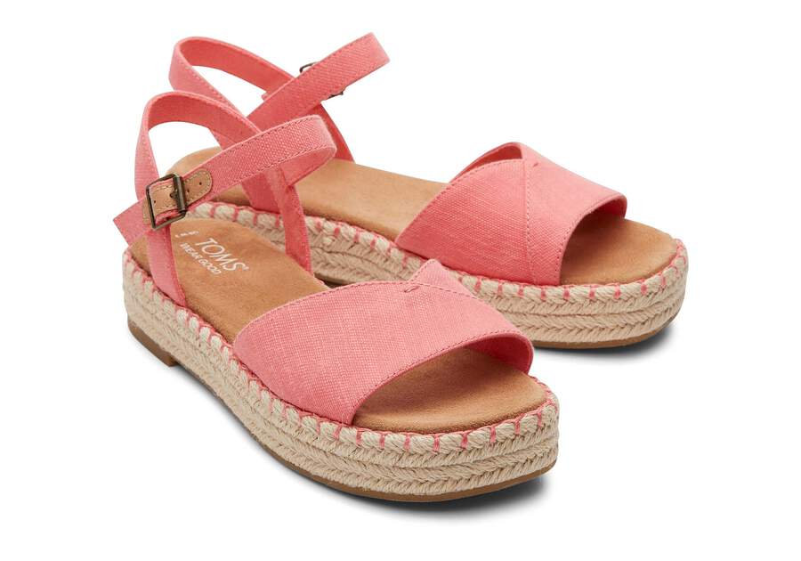 Abby Pink Flatform Espadrille Sandal Front View Opens in a modal