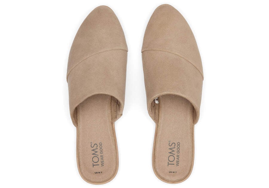 Jade Taupe Suede Slip On Flat Top View