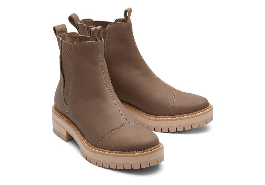 Dakota Taupe Water Resistant Leather Boot Front View