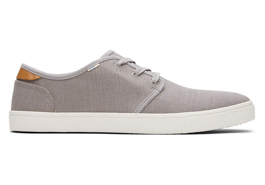 Carlo Grey Heritage Canvas Lace-Up Sneaker Side View Opens in a modal