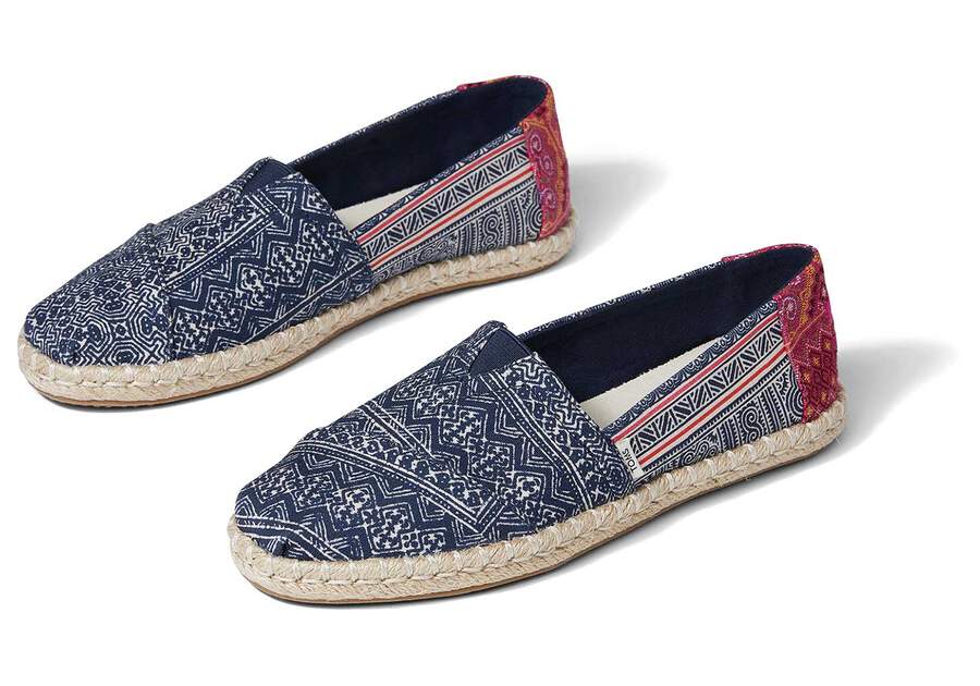 Hmong Indigo Floral Rope Espadrille Front View