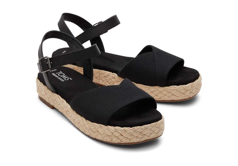 Abby Black Flatform Espadrille Sandal Front View Opens in a modal