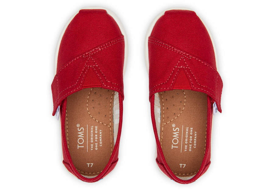 Tiny Alpargata Red Canvas Toddler Shoe Top View Opens in a modal