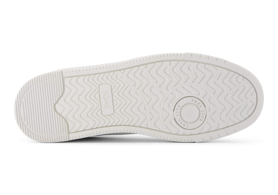 Mens TRVL LITE Court White and Black Leather Sneaker | TOMS