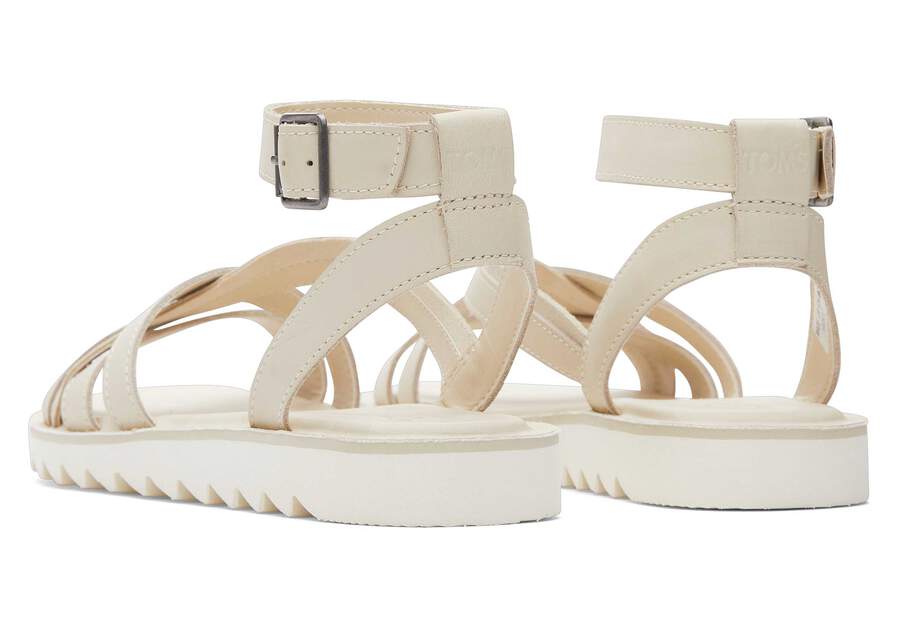 Rory Cream Leather Sandal Back View Opens in a modal