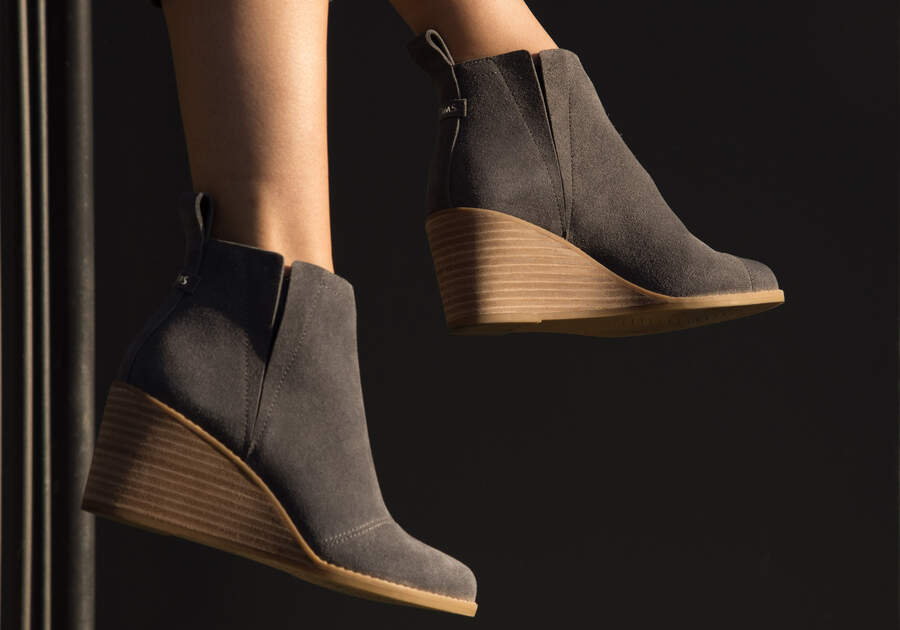 Clare Forged Iron Suede Wedge Boot Additional View 2 Opens in a modal