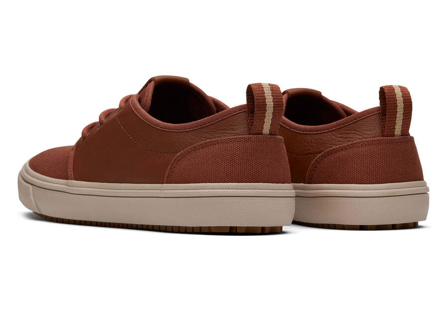 Carlo Terrain Brown Leather Water Resistant Sneaker Back View Opens in a modal