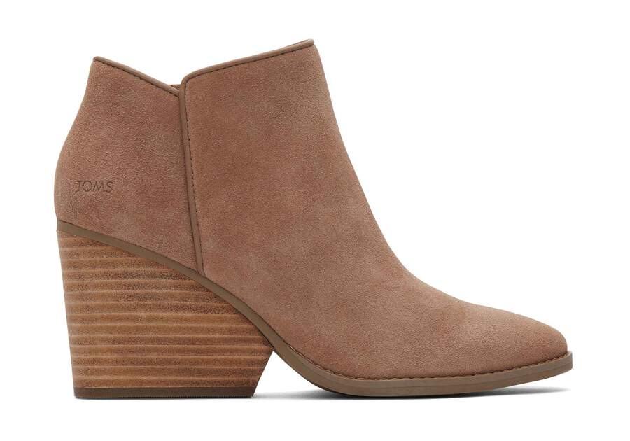 Hadley Taupe Suede Heeled Boot Side View Opens in a modal