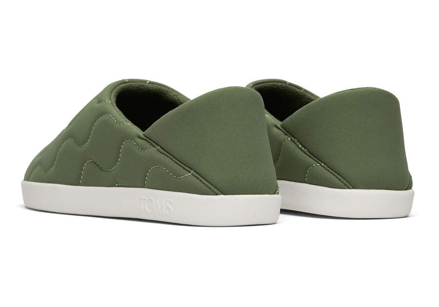 Ezra Green Quilted Cotton Convertible Slipper Back View Opens in a modal