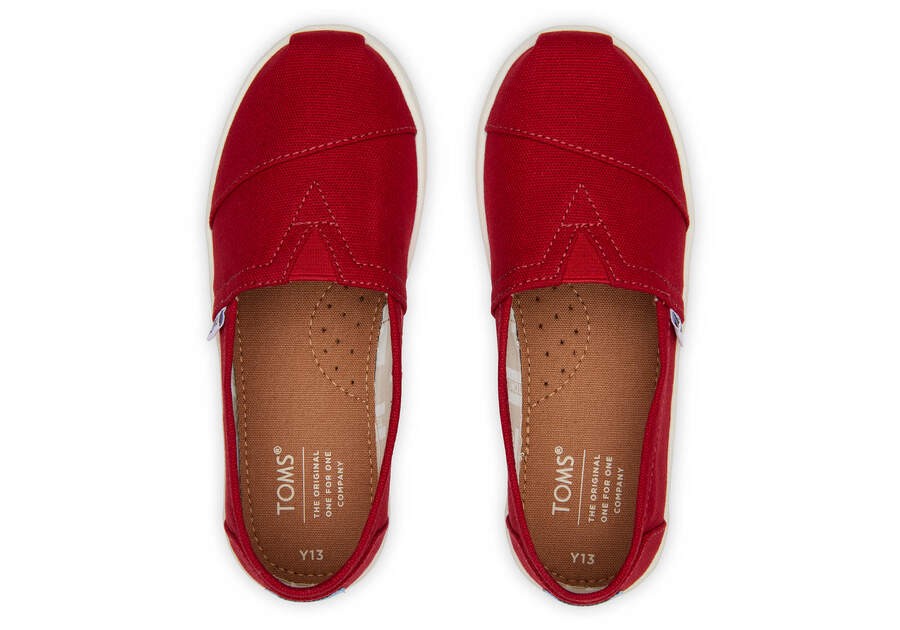 Youth Alpargata Red Canvas Kids Shoe Top View Opens in a modal