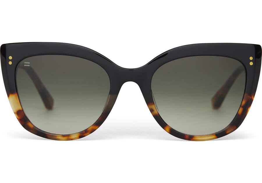 Sophia Black Tortoise Fade Handcrafted Sunglasses Front View Opens in a modal