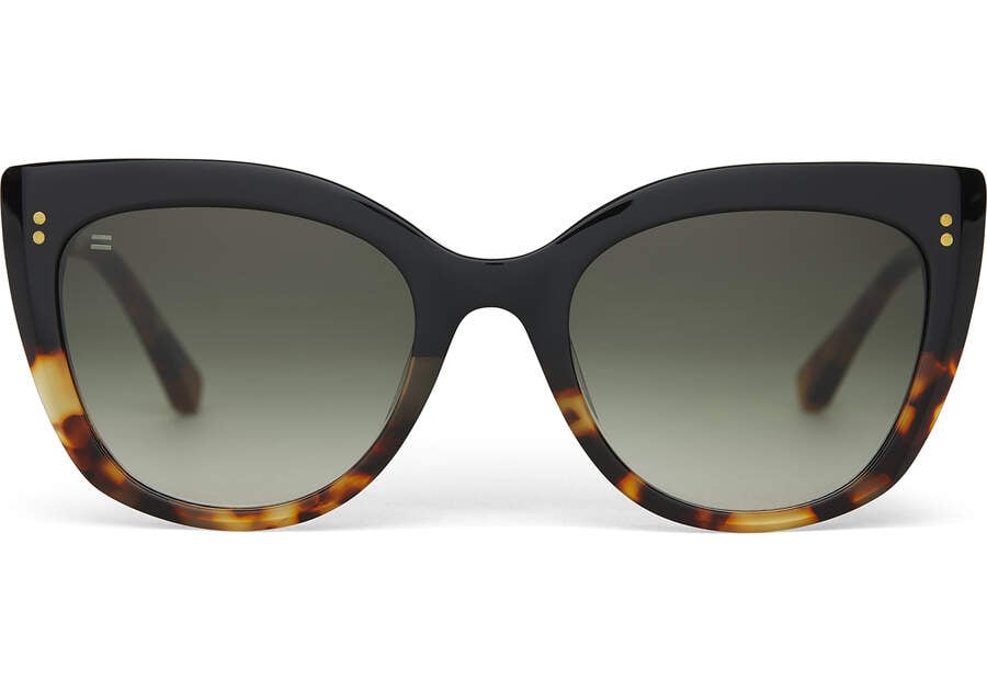 Sophia Black Tortoise Fade Handcrafted Sunglasses Front View