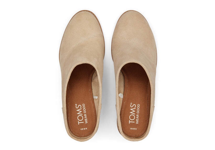 Evelyn Oatmeal Suede Mule Top View