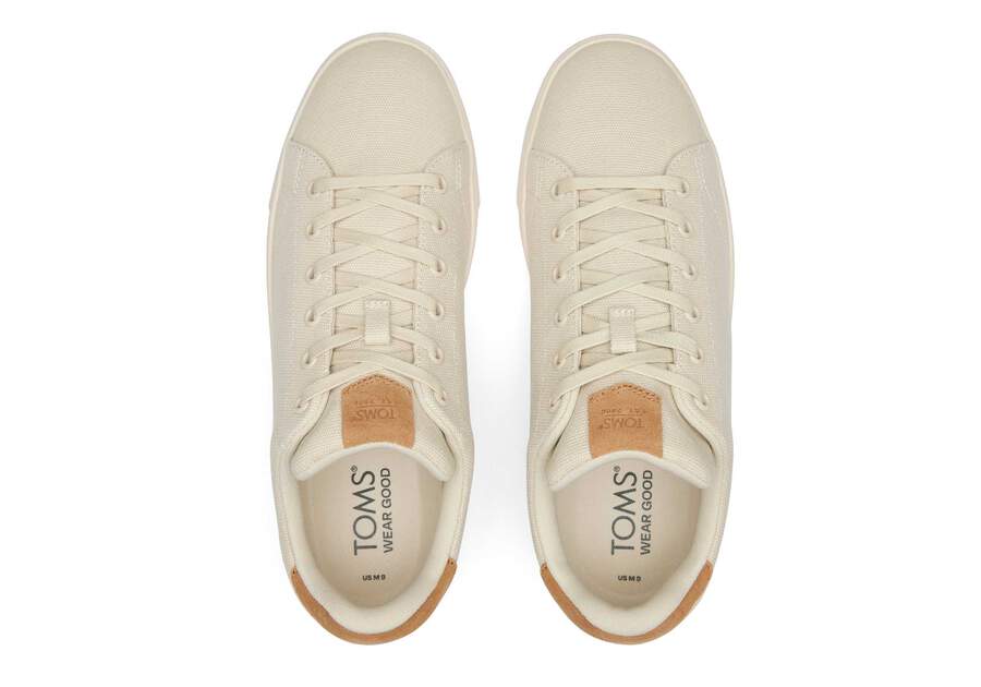 TRVL LITE Cream Suede Lace-Up Sneaker Top View Opens in a modal