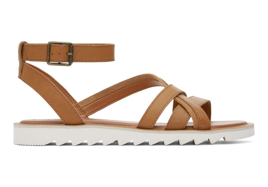 Rory Tan Leather Sandal Side View Opens in a modal