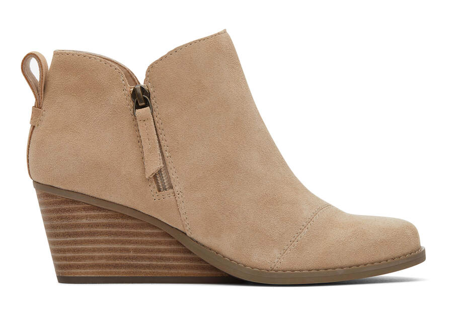 Goldie Oatmeal Suede Wedge Boot Side View