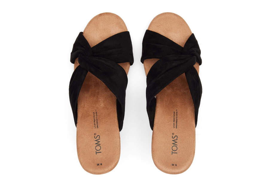 Serena Black Cork Wedge Sandal Top View Opens in a modal
