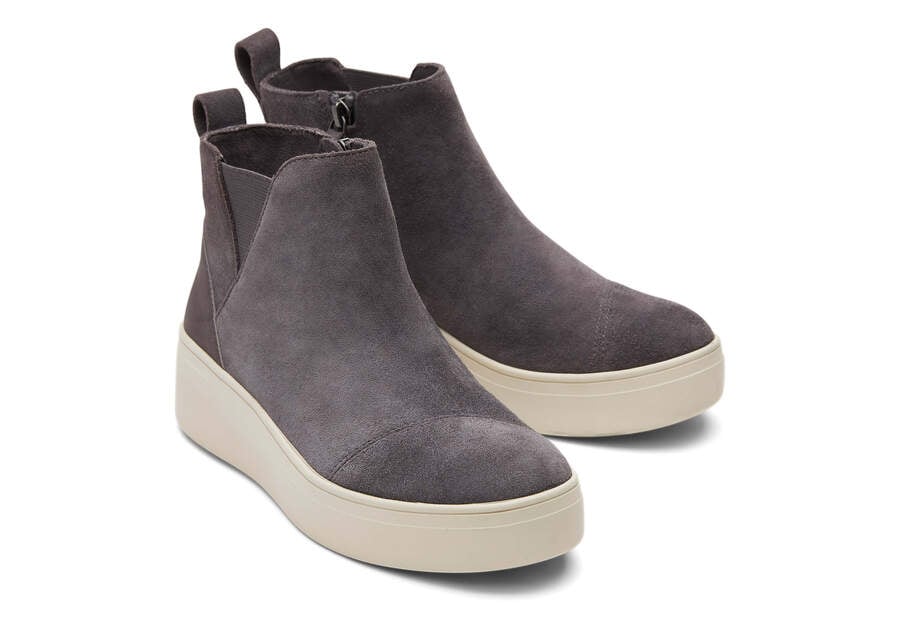 Jamie Grey Suede Slip On Sneaker Front View Opens in a modal