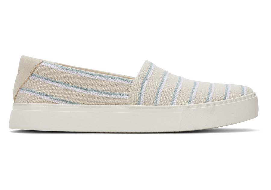Kameron Cream Stripes Slip On Sneaker Side View Opens in a modal
