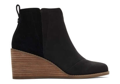 Clare Black Leather Wedge Boot