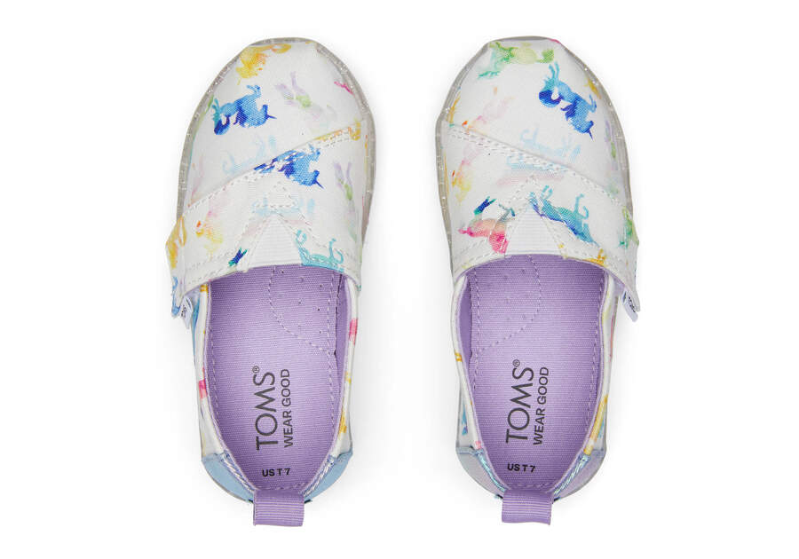 Tiny Alpargata Watercolor Unicorns Toddler Shoe Top View Opens in a modal