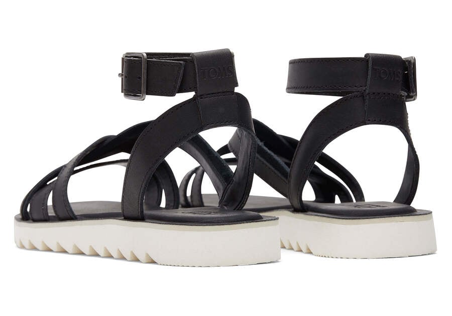 Rory Black Leather Sandal Back View Opens in a modal