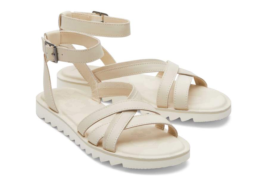 Rory Cream Leather Sandal Front View Opens in a modal