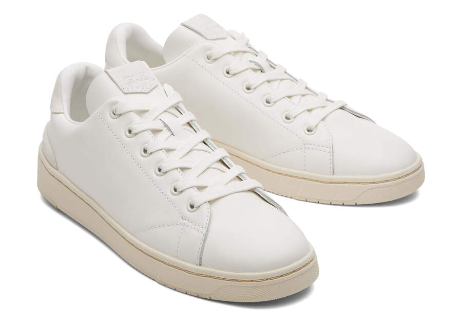 TRVL LITE Porcelain Leather Lace-Up Sneaker Front View Opens in a modal