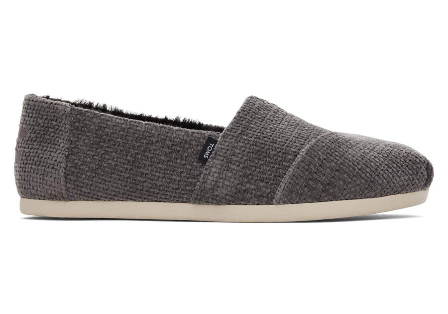 Alpargata Grey Chenille with Faux Fur Side View