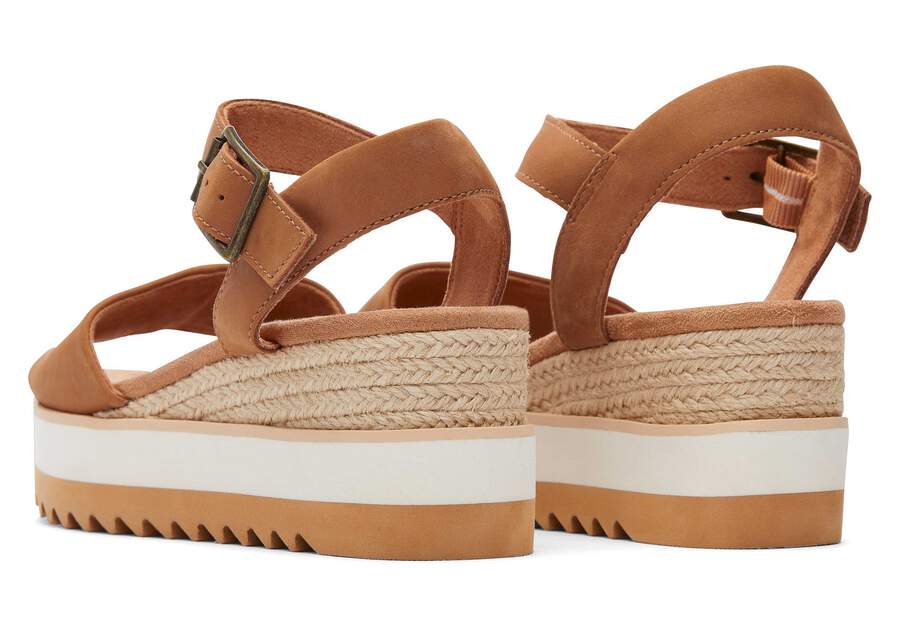 Diana Tan Leather Wedge Sandal Back View Opens in a modal