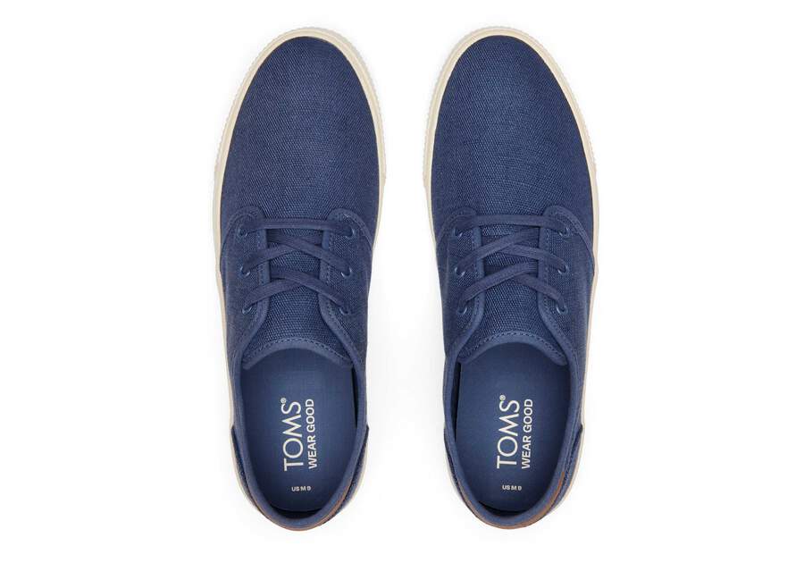 Carlo Blue Heritage Canvas Lace-Up Sneaker Top View Opens in a modal