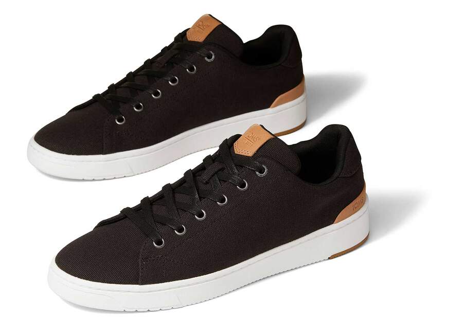 TRVL LITE Black Canvas Lace-Up Sneaker Front View Opens in a modal
