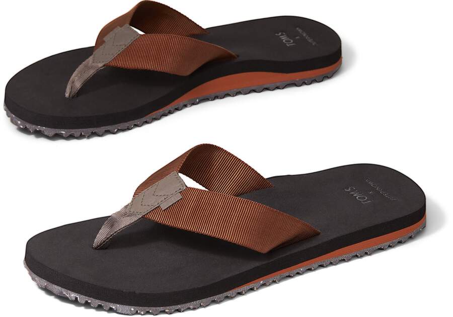 Brown Lagoon x Outerknown Men's Flip-Flops Front View Opens in a modal