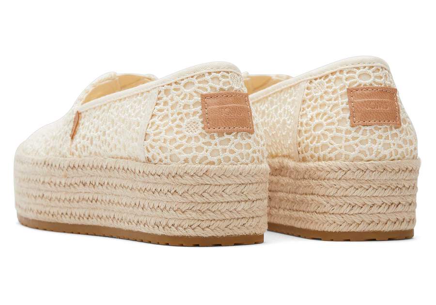Valencia Natural Moroccan Crochet Platform Espadrille Back View Opens in a modal