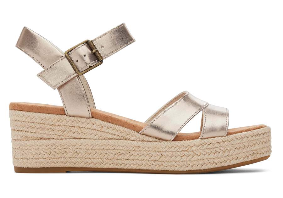 Audrey Gold Metallic Wedge Sandal Side View Opens in a modal