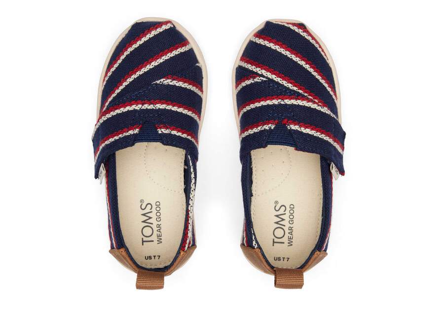 Alpargata Navy Stripes Toddler Shoe Top View Opens in a modal