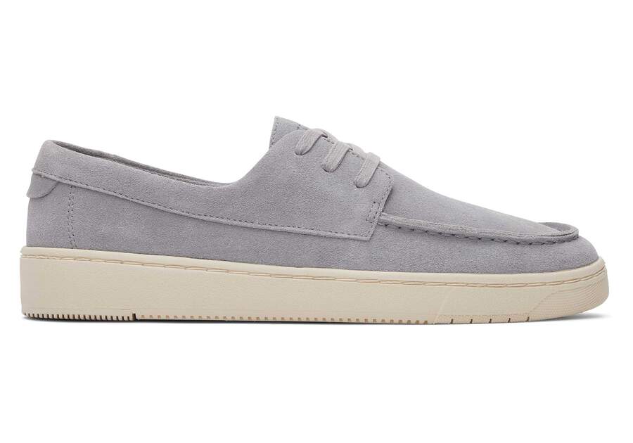 TRVL LITE London Grey Suede Loafer Side View Opens in a modal
