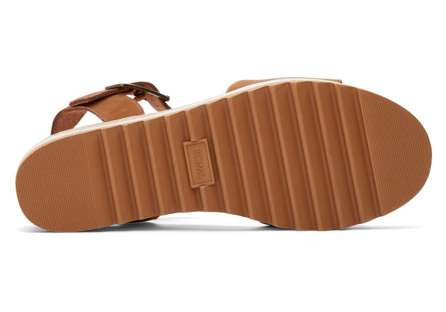 Diana Tan Leather Wedge Sandal Bottom Sole View