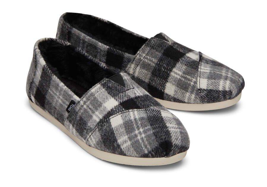 Alpargata Grey Plaid with Faux Fur Front View Opens in a modal