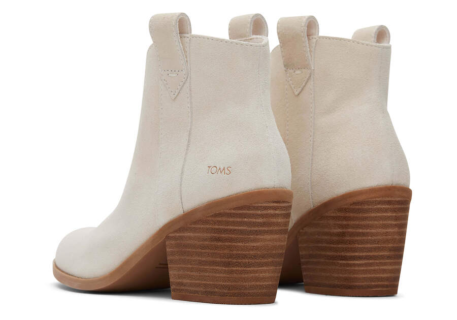 Constance Light Sand Suede Heeled Boot Back View
